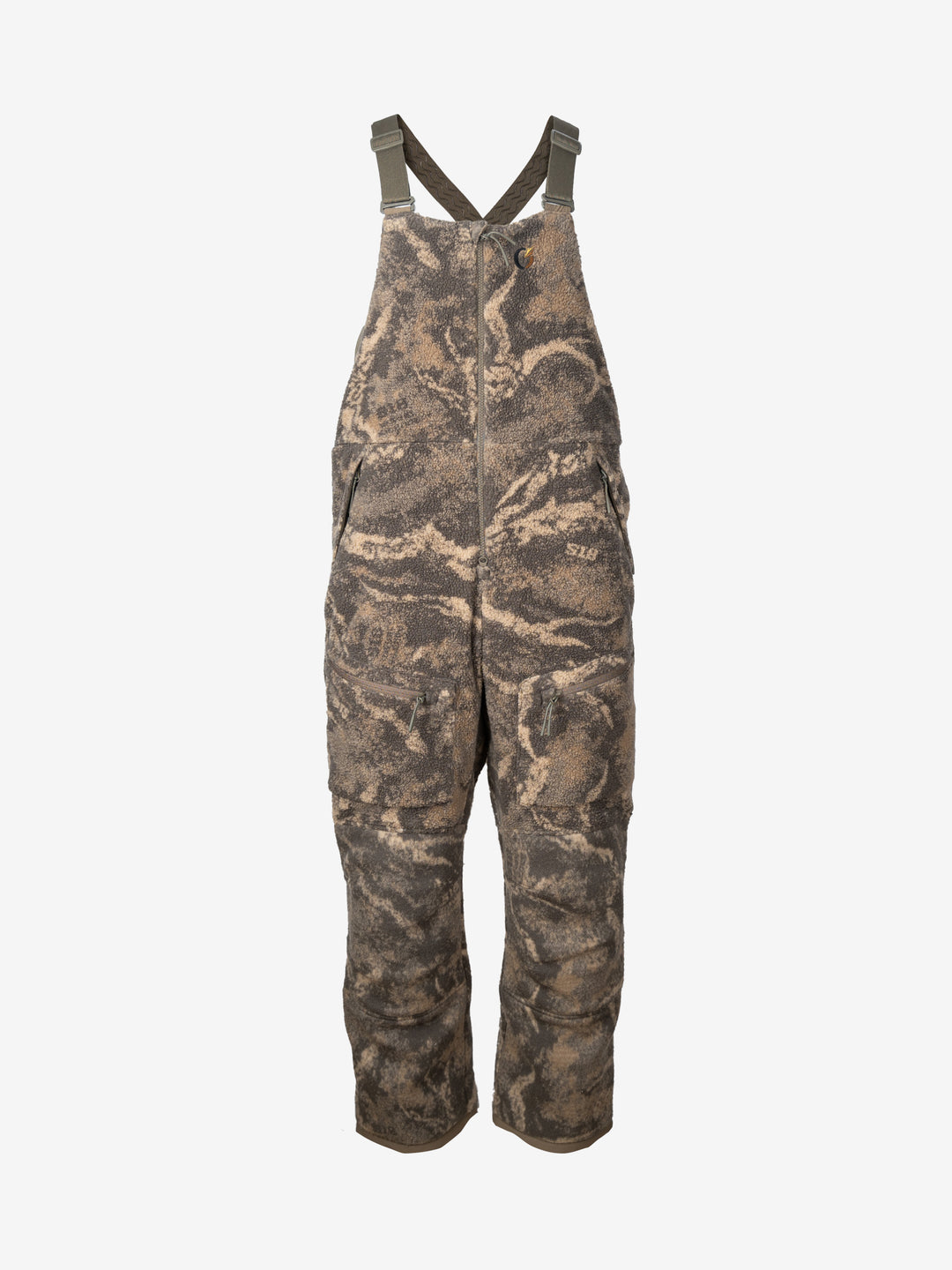 ColdFjall 2.0 Sub-Xtreme Systems Bib, front view of the Berber wool shell with suspenders and zippered front