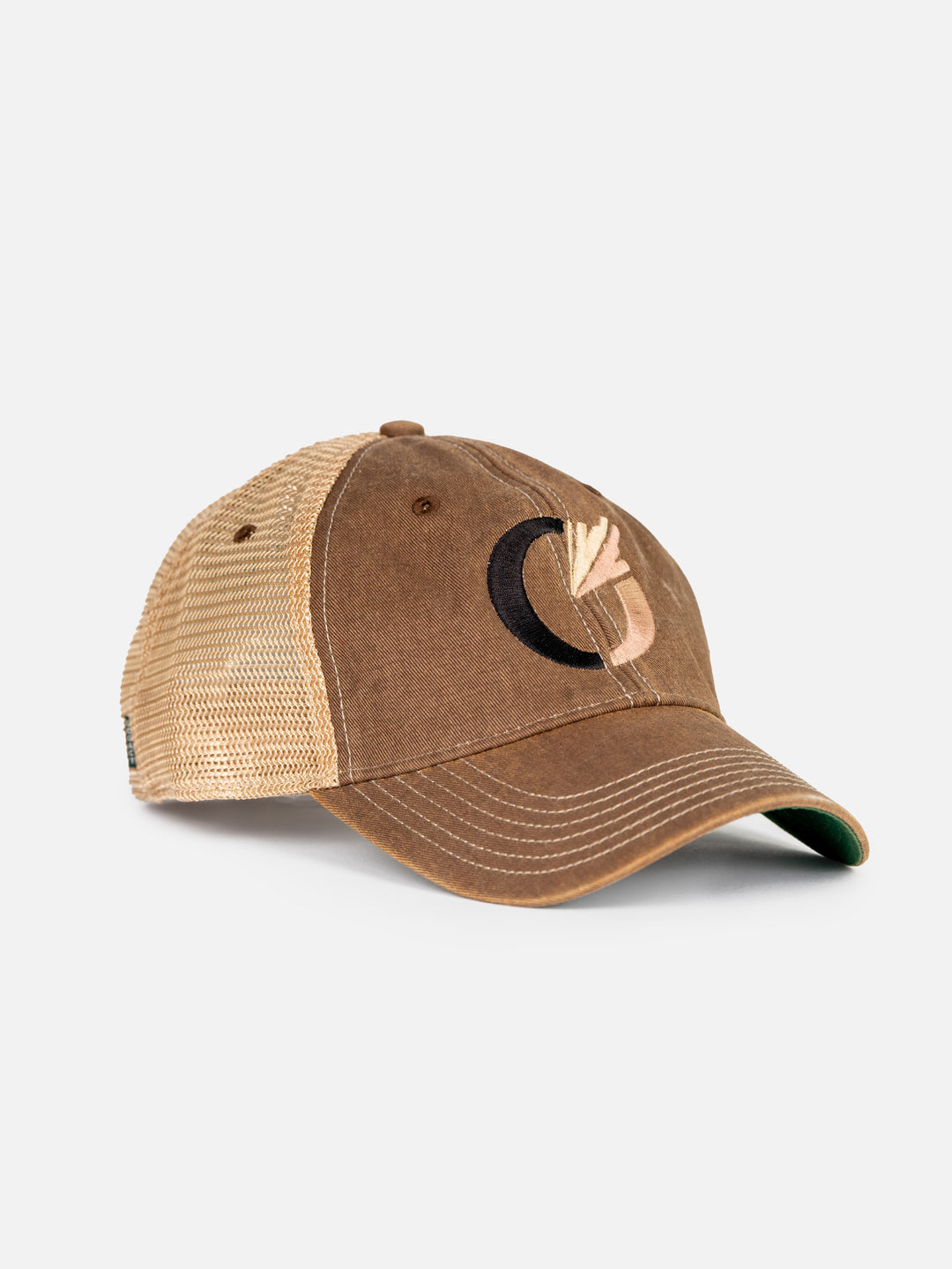 Code of Silence SWAG Cap in Bronze/Tan, angled view showing the tan mesh side panels and curved brim