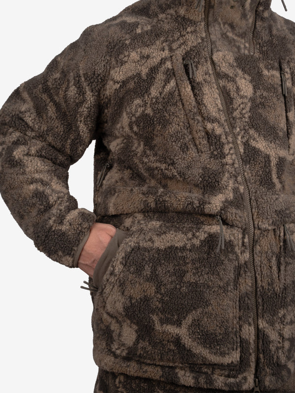 Sherpa lined cuffed zippered hand pockets