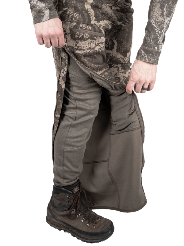 Full-length side zippers on both legs — on and off over boots