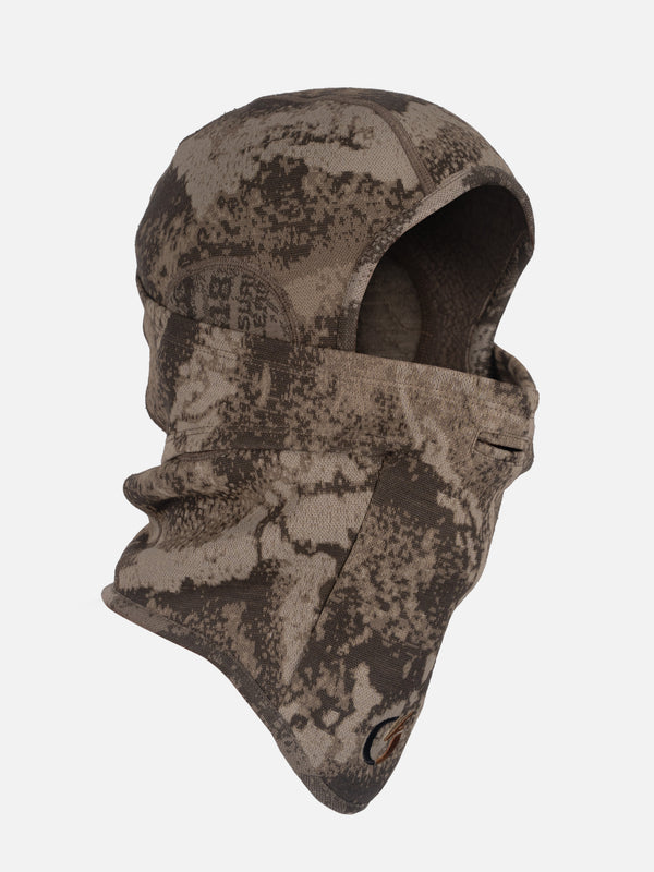 FareWinds HighLoft Balaclava front three quarter view with the face mask panel up