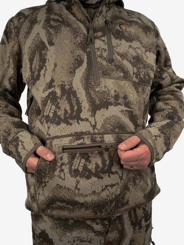 Kangaroo front pocket with internal pocket divider