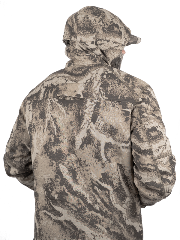 Sherpa lined hood and harness vent in rear