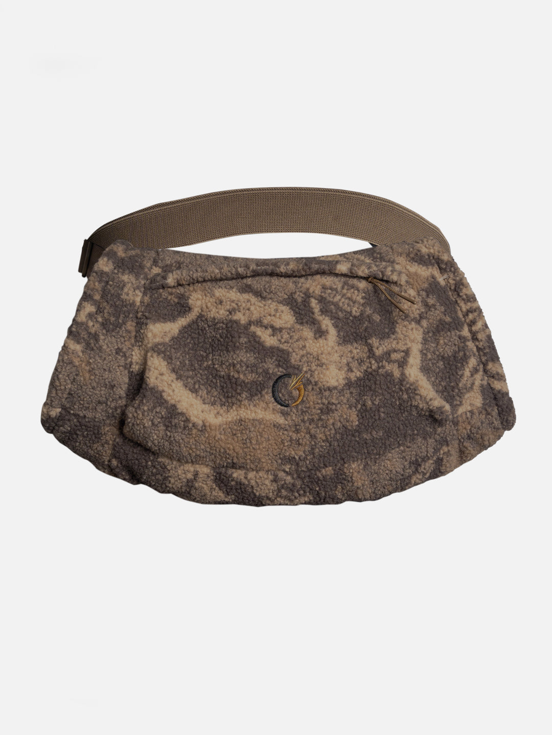 Coldfjall Handwarmer Muff 2.0 front view with the adjustable webbing waist strap and zippered pocket