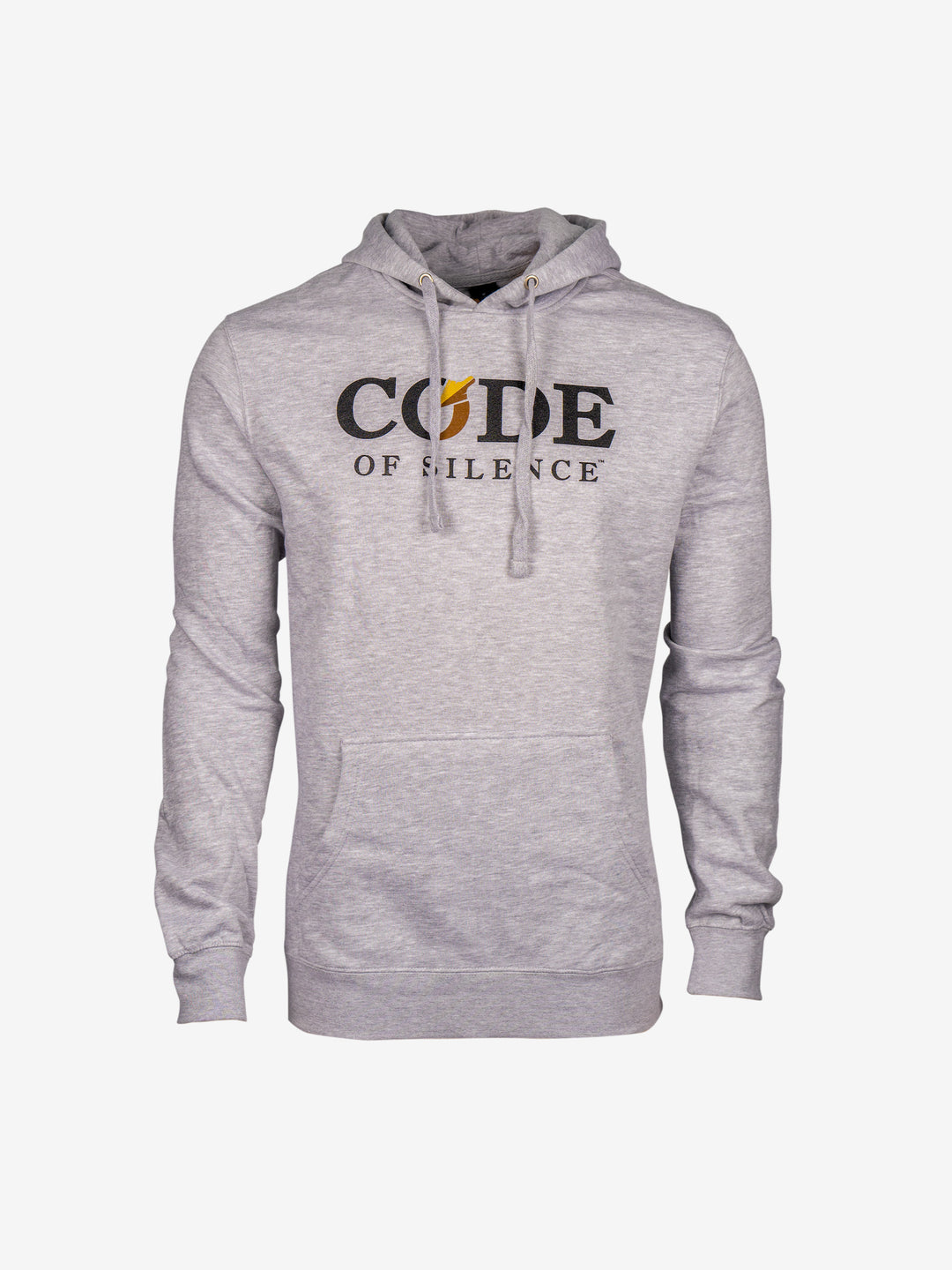 Dialed-In Lyfestyle Hoodie in light heather grey, front view with the chest logo and kangaroo pocket.