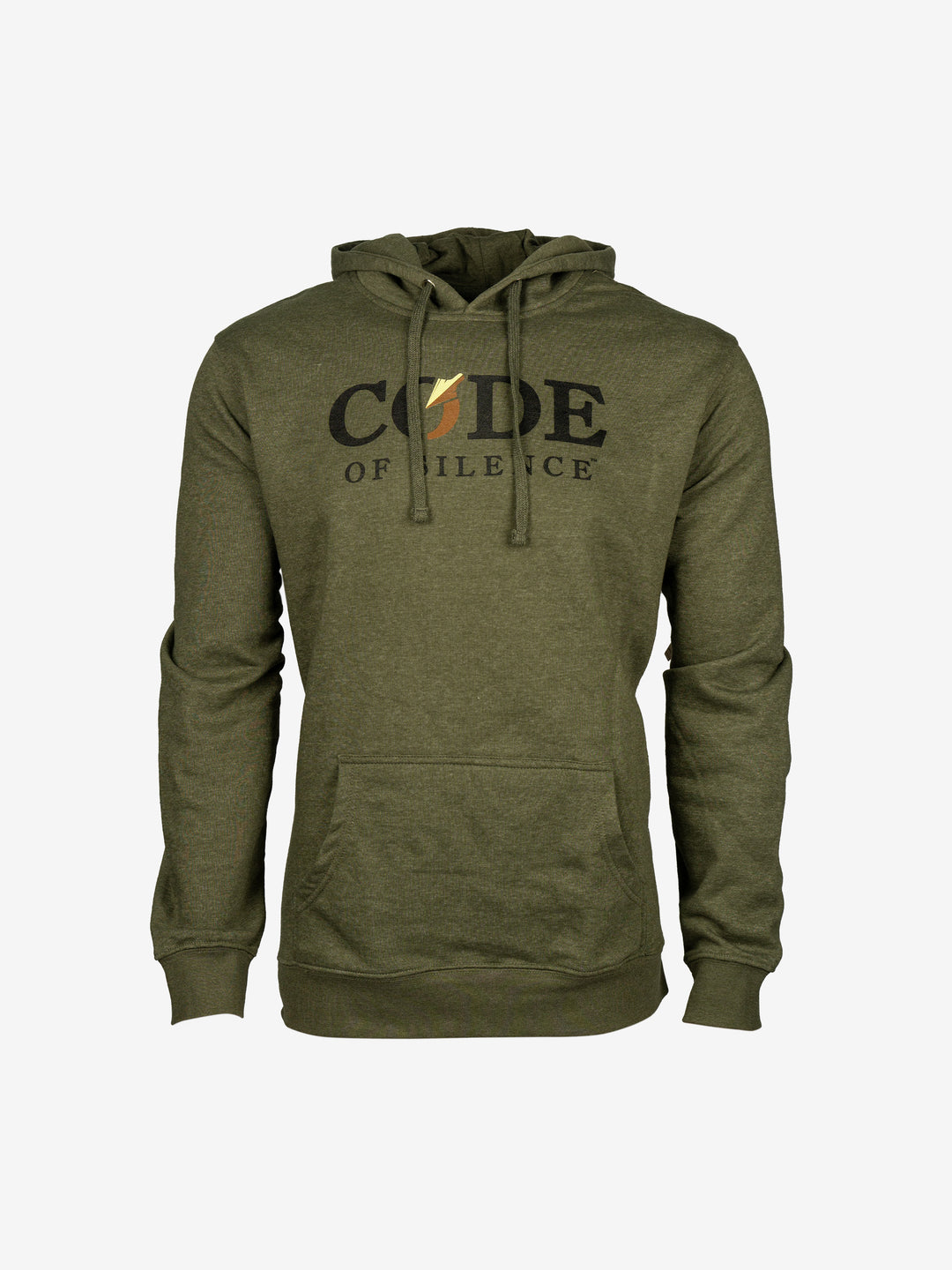 Dialed-In Lyfestyle Hoodie in olive green, front view with the chest logo and kangaroo pocket.
