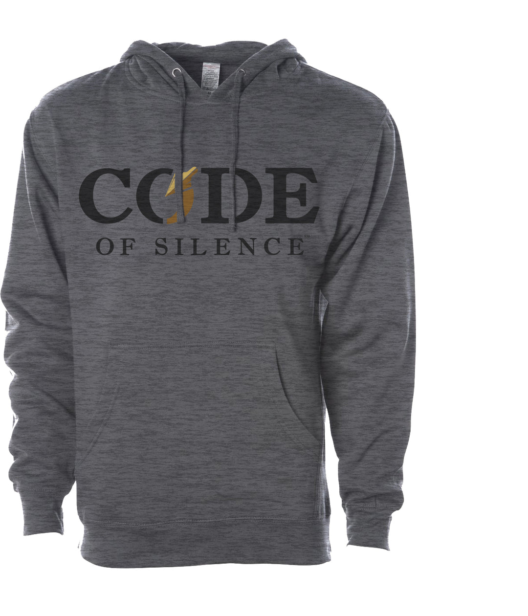 COS Logo Lyfestyle Hoodie in dark heather grey, front view with the Code of Silence chest logo.