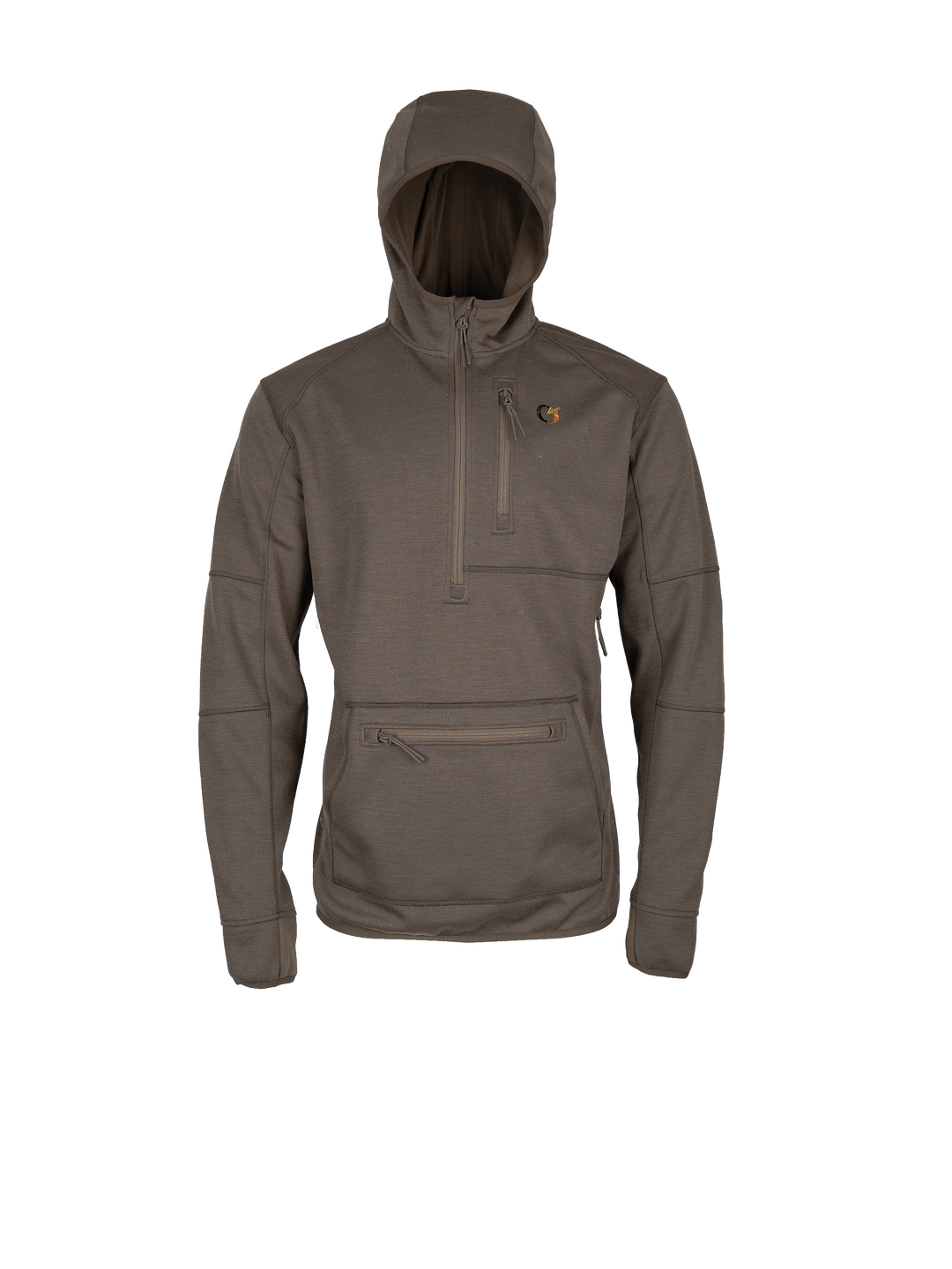FareWinds Merino FlexTec Hoodie in the DeadFjall colorway, front view